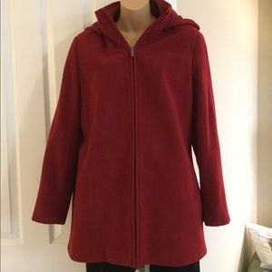 Calvin Klein Red Wool Car Coat